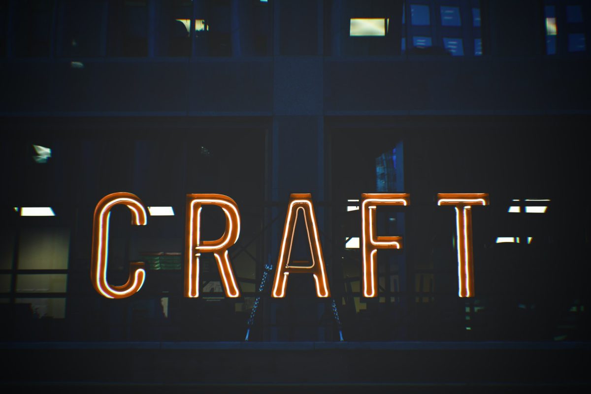 Neon sign saying craft
